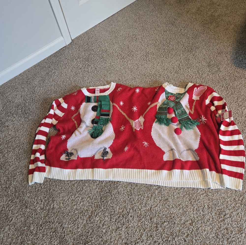 Holiday Time Red Snowman DOUBLE Sweater